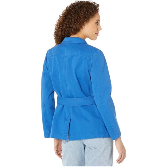 Draper James Women's Belted Utility Jacket 3X Blue Cotton Blend Gold Buttons - Picture 2 of 14